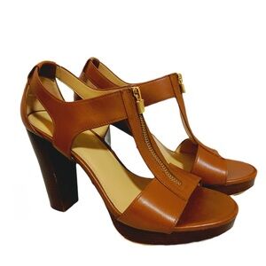 Michael Kors Brown Berkley Sandal 4in Heel - Size 8